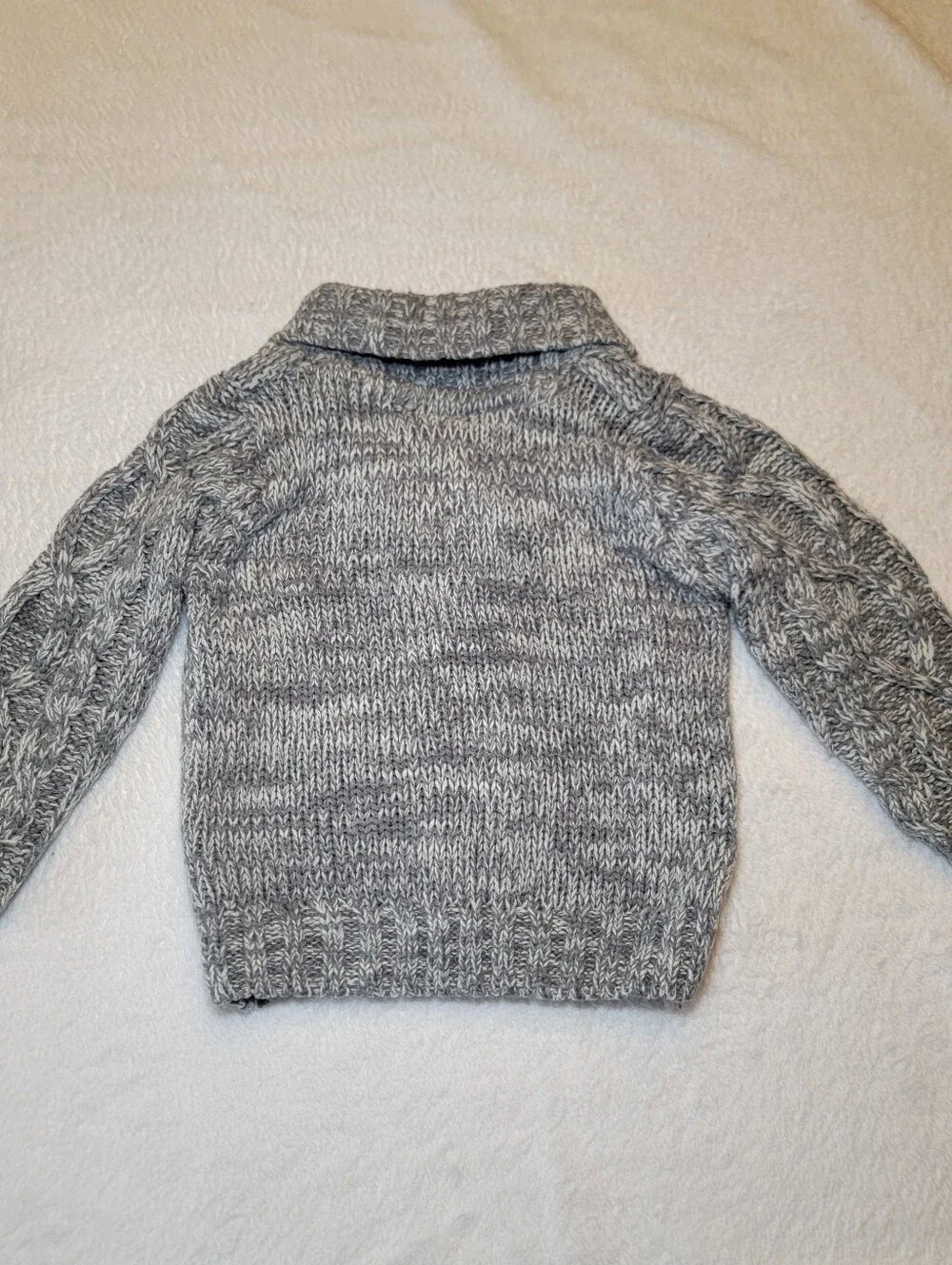 Boys Rock Grey Marled Cable-Knit Shawl Collar Cardigan Sweater - Size 12M